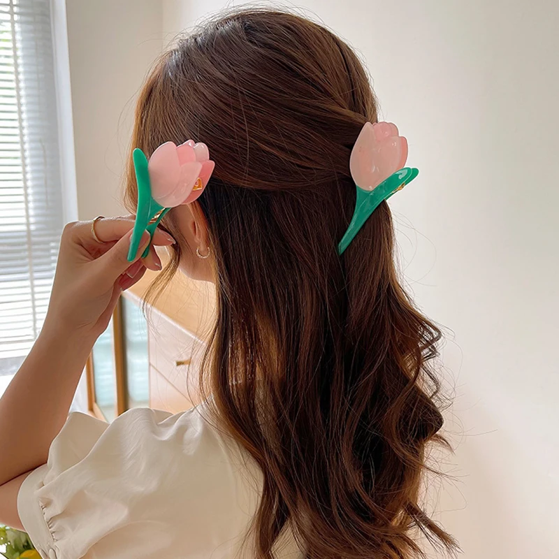 

Tulip Headdress High Texture Acetate Women Hair Clips Crab Flower Hair Clip Accessories for Girls