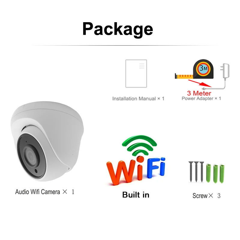 JIENUO Dome Wireless IP Camera 128G Cctv Audio IR Ipcam Video Security Surveillance Cam Infrared Night Onvif P2P HD Home | Безопасность