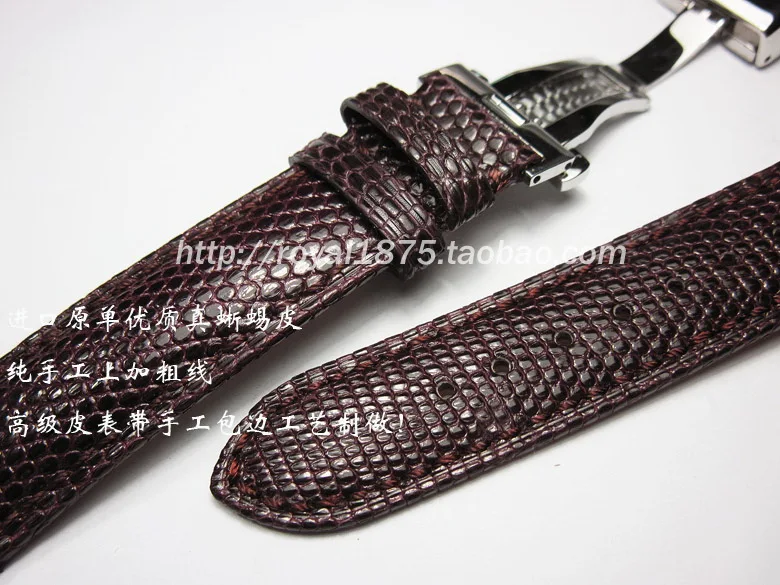 

New Handmade Watch band high quality butterfly buckle lizard leather strap 18mm calfskin leather strap Bracelet Wristband