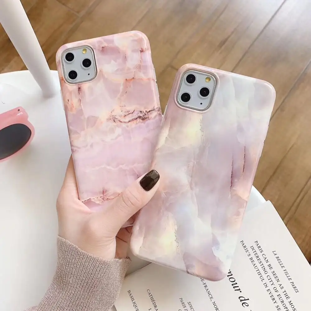 SUYACS Классический розовый мраморный чехол для телефона iPhone 12 Mini 11 XS Pro Max XR 7 8 Plus X