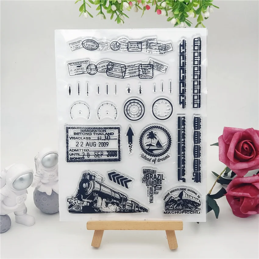

14*18CM Train Stamp Transparent Clear Stamps / Silicone Seals Roller Stamp For DIY Scrapbooking Photo Album/Card Making