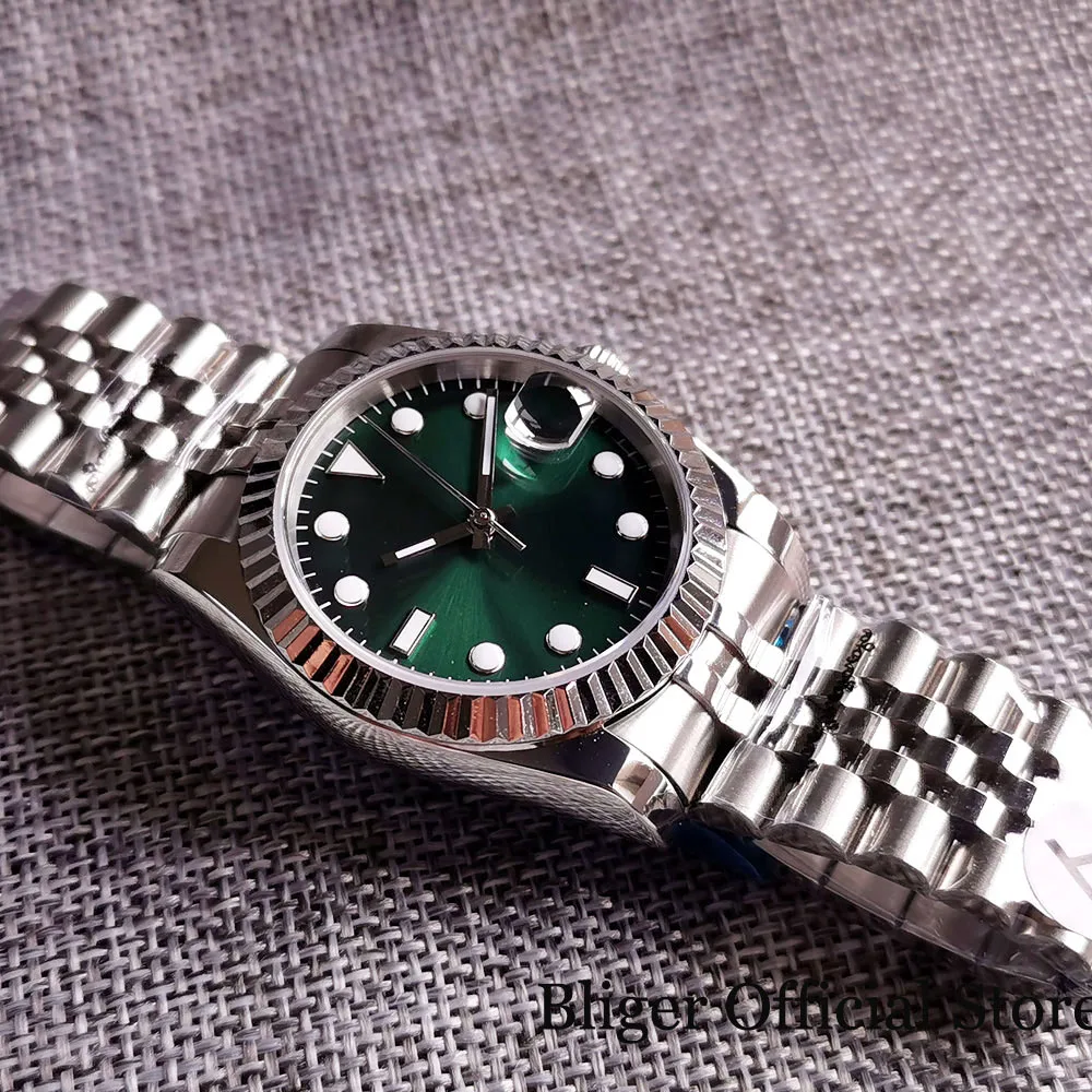 Часы BLIGER мужские стерильные стальные автоматические наручные часы с сапфировым