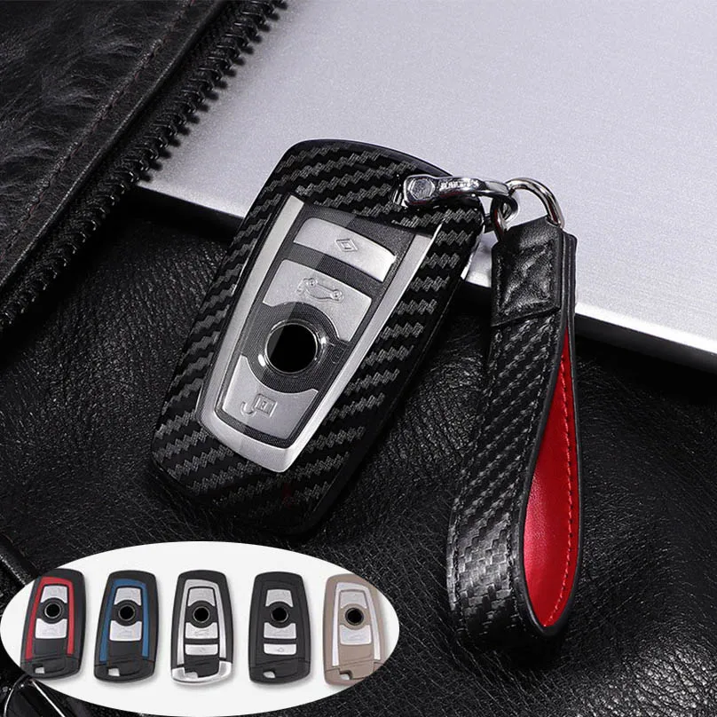 

Carbon Fiber Grain Key Case Shell Protective Cover For BMW 1 2 3 4 5 6 7 Series X3 X4