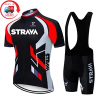 2021 strava pro team summer cycling jersey set bicycle clothing breathable men short sleeve shirt bike bib shorts 20d gel pad