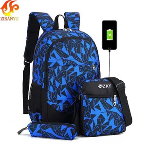 Мужской рюкзак ZIRANYU для подростков, Детские водонепроницаемые школьные ранцы из ткани Оксфорд с USB-зарядкой, портфель для мальчика