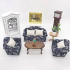 Набор деревянных подушек для дивана с цветочным рисунком, 7 шт., для кукольного домика в масштабе 112, миниатюрное украшение для мебели, детские игрушки для ролевых игр