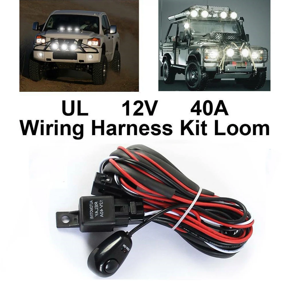 

1pc Universal 12v 24v Hareness Kit Led Light Bar Cable 40A Switch Relay Fuse Set for Off Road Pickup Trucks ATV UTV SUV Boat