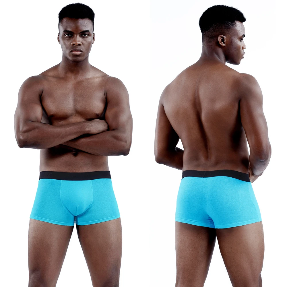 Трусы боксеры мужские однотонные хлопковые пикантные Брендовое нижнее белье для