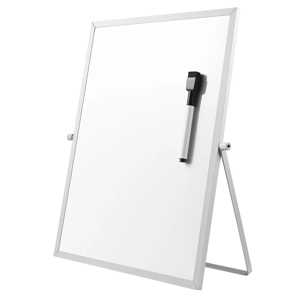 

STOBOK Magnetic Dry Erase Board Double Sided Personal Desktop Tabletop White Board Planner Reminder with Stand for School Home