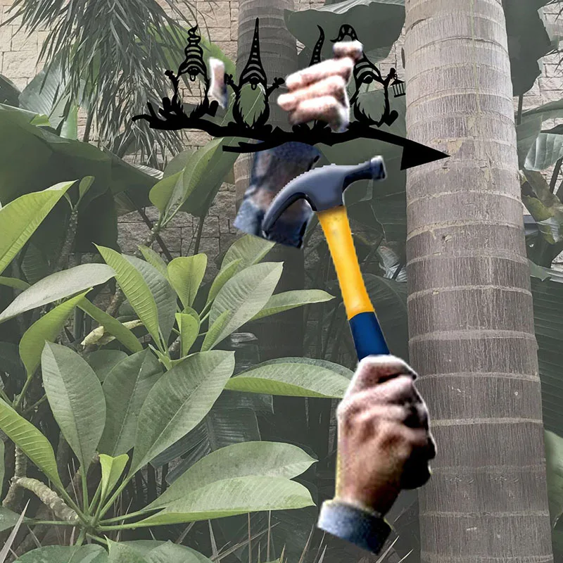 

Newly Dwarf Silhouette Hollow Stakes Iron Family Garden Courtyard Outdoor Tree Decoration