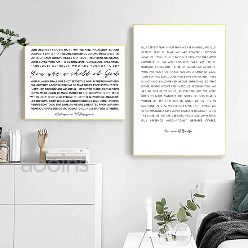 Child of God Minimalist Inspirational Quotes Wall Art Canvas Posters Prints - Our Deepest Fear | Christian Home Decor and Gift | Painting for Inspiration image 3