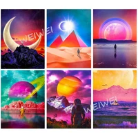 5d diy diamond painting abstract sunset pyramid bird landscape astronaut outer space diamond embroidery home decoration