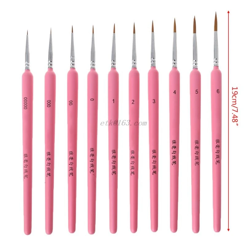 10 шт./компл. ручка крючок из волчьей шерсти тонкая кисть для рисования набор