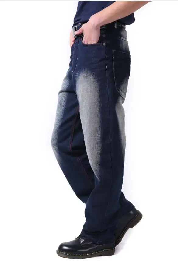 Men Biker Jeans Men Hip Hop Baggy Jeans Multi Pockets Loose Skateboard Pants Baggy Jeans Size 30-46