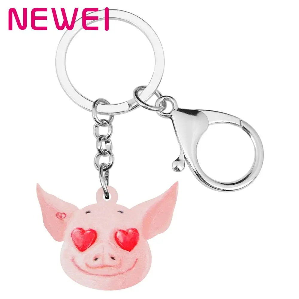 Newei акриловый День Святого Валентина Любовь Свинья голова Цепочки Кольца Для
