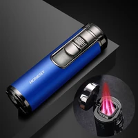 turbo torch lighter four flame nozzle jet spray gun cylindrical metal windproof belt cigar drill cigar accessories gift for men