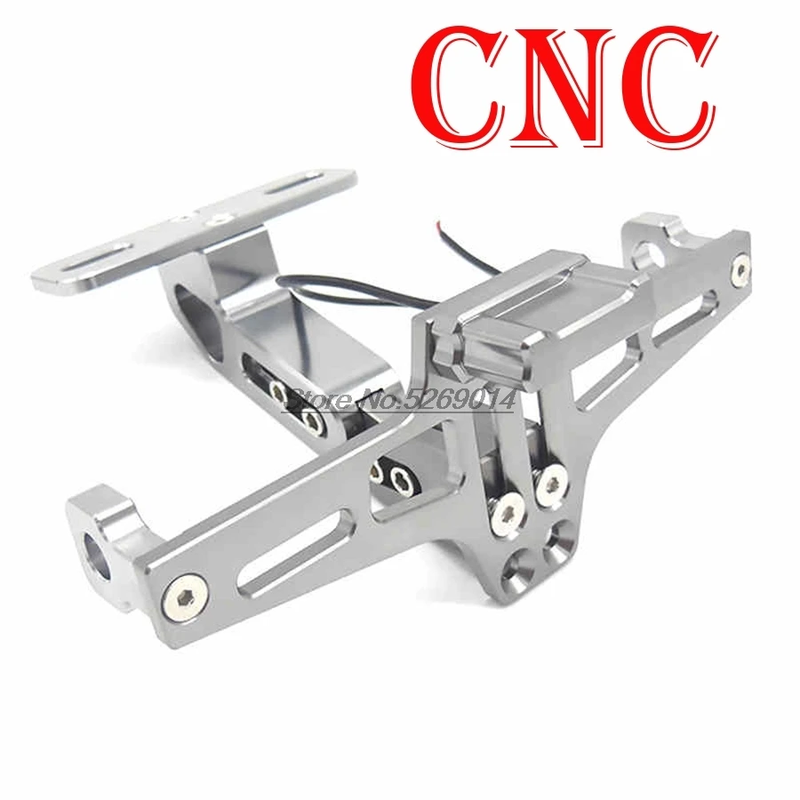 Серебристый Светодиодный CNC алюминиевый держатель регистрационного номера для мотоцикла для 1000R Z300 Yamaha Aerox аксессуары Xtz 750 Yamaha R125 - Цвет: Серебристый