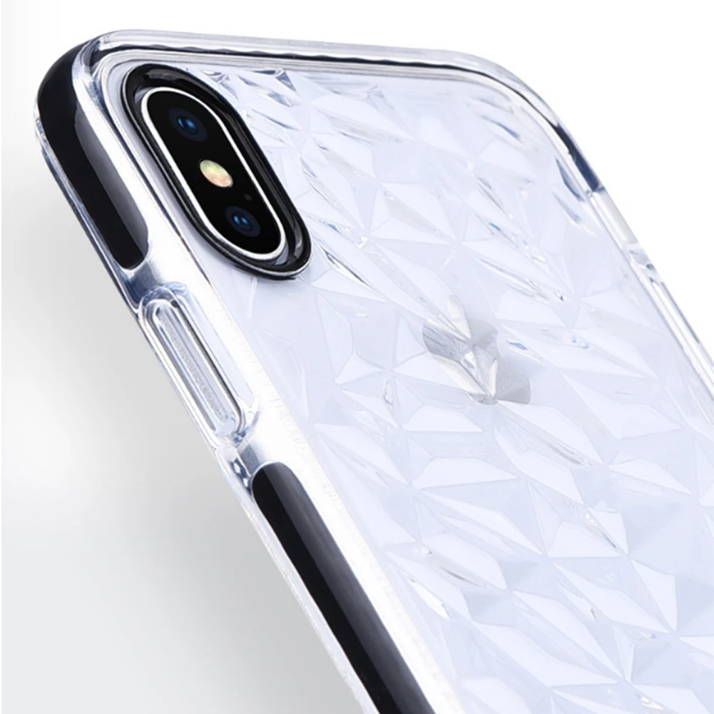 Прозрачный чехол с 3D алмазным узором для iPhone XS MAX XR X 8 7 Plus Прозрачная мягкая задняя
