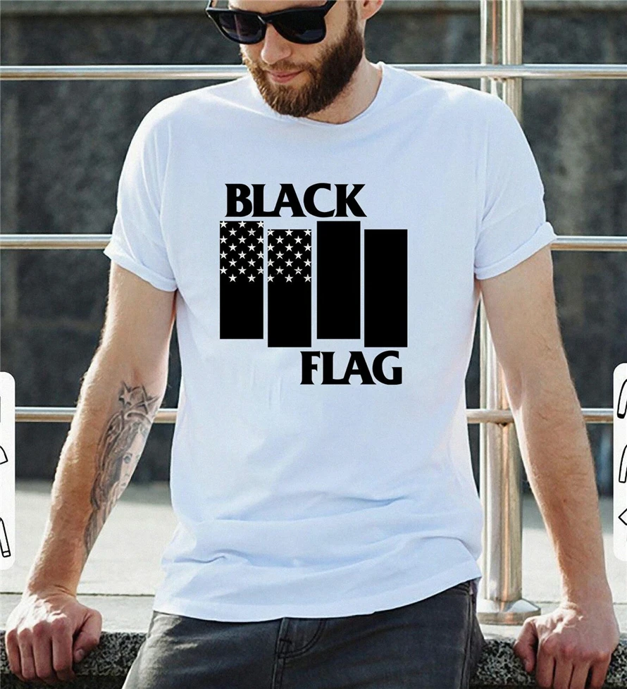 Футболка с черным флагом американский жесткий хэви метал Панк Логотип рок группы