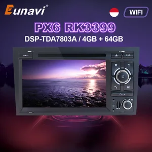 Автомобильный мультимедийный плеер Eunavi, 2 Din, радио, GPS, Android, DVD для AudiA4S4 2002-2008, 2 Din, DVD, головное устройство, 4 ГБ, 64 ГБ, DSP, BT