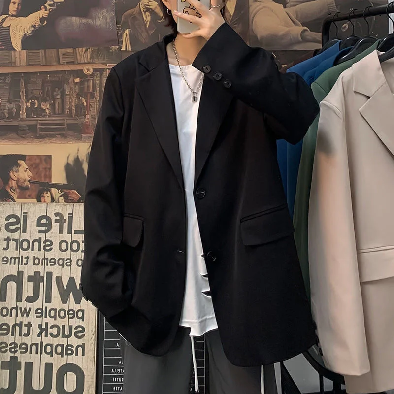 

Suit Retro Casual Coat Men Business Fashion All-match Solid Color Jacket Trend Loose Spring Autumn Oversize Suit Men's Clothes