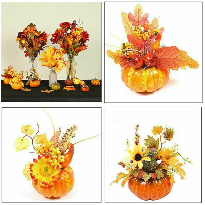 

Halloween Pumpkin Decoration Artificial Maple Leaf Pomegranate Fruit Ornaments Harvest Festival Sunflower Autumn