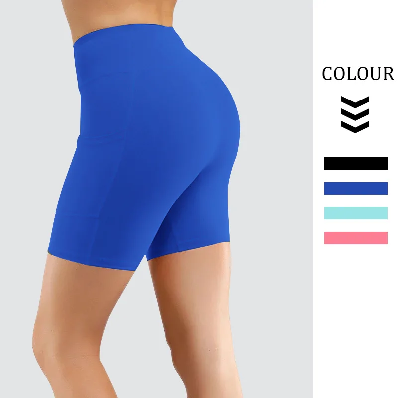 

Hot Selling Cycling gym Fitness High Waist Sports Yoga Shorts Women's Pocket Quick-Drying Peach Hip Yoga Pants Three Points