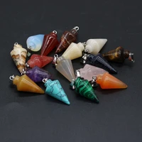 24pcswholesale natural stone conical melon seed buckle pendant for jewelry makingdiy necklace accessories gemstone free shipping