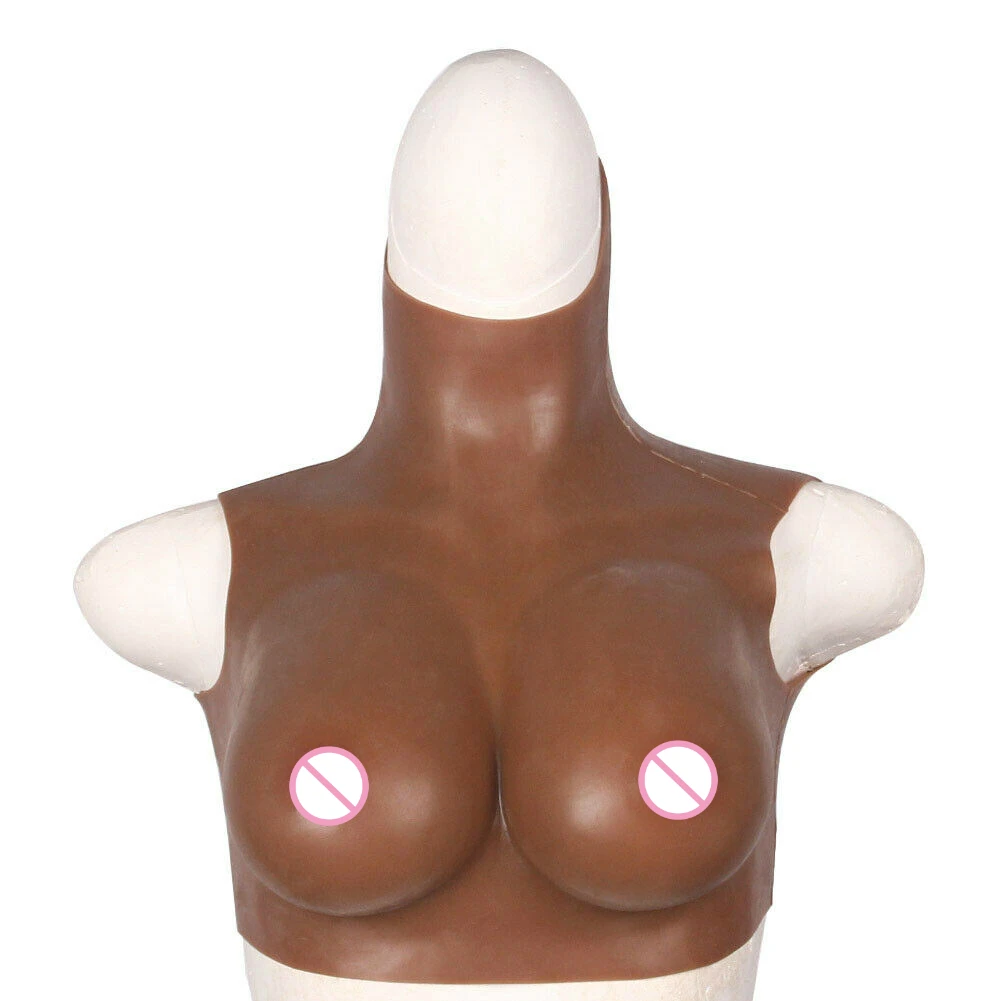 Plus Size Fashion Bras C D E Cup Silicone Breast Forms Black People Skin Crossdresser Fake Boobs