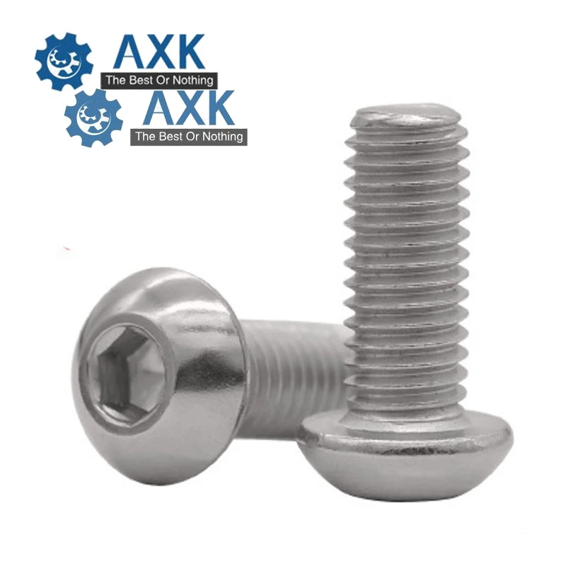Винты AXK HW016 50 шт. M2 M2.5 M3 M4 ISO7380 GB70.2 304 из нержавеющей стали A2 с круглой головкой и