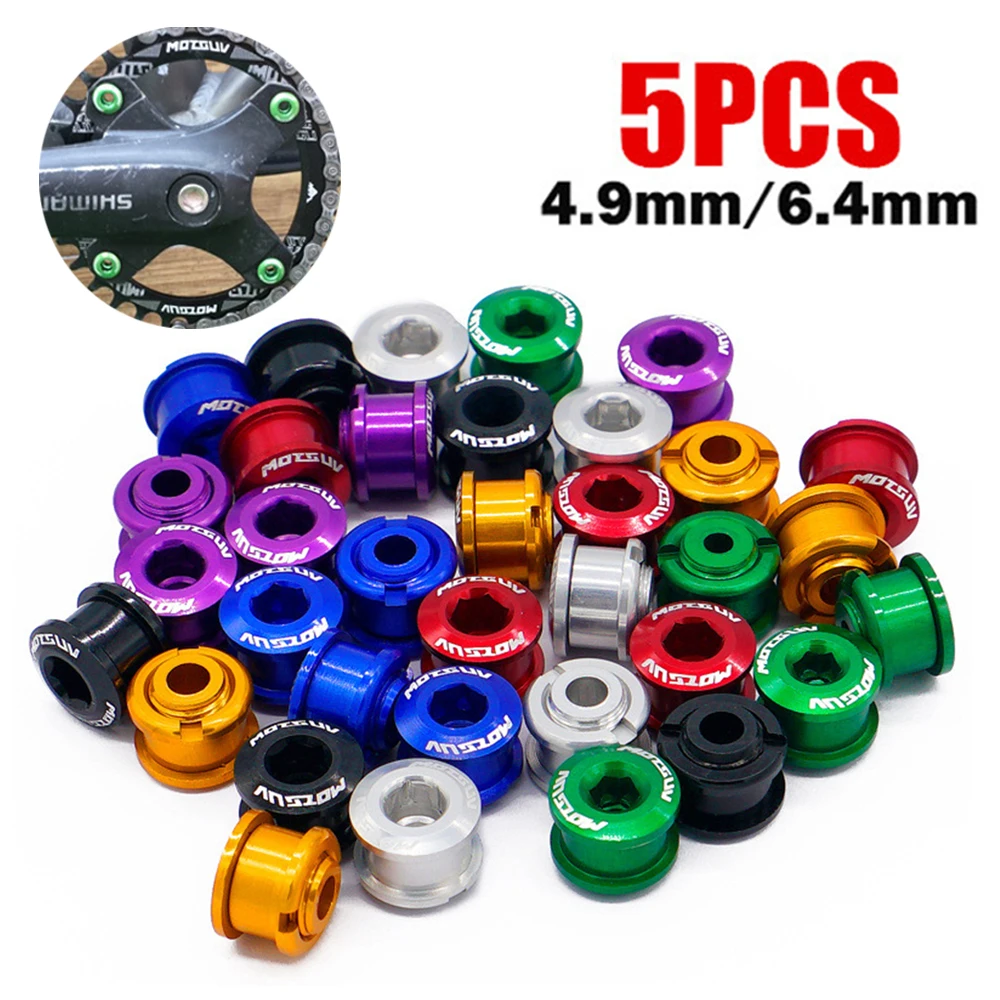 

5Pcs MTB Bicycle Chainwheel Screws Cycling Chainring Wheel Bolt Alloy 7075 4.9mm/6.4mm Road Bike Disc Screws for Crankset Parts