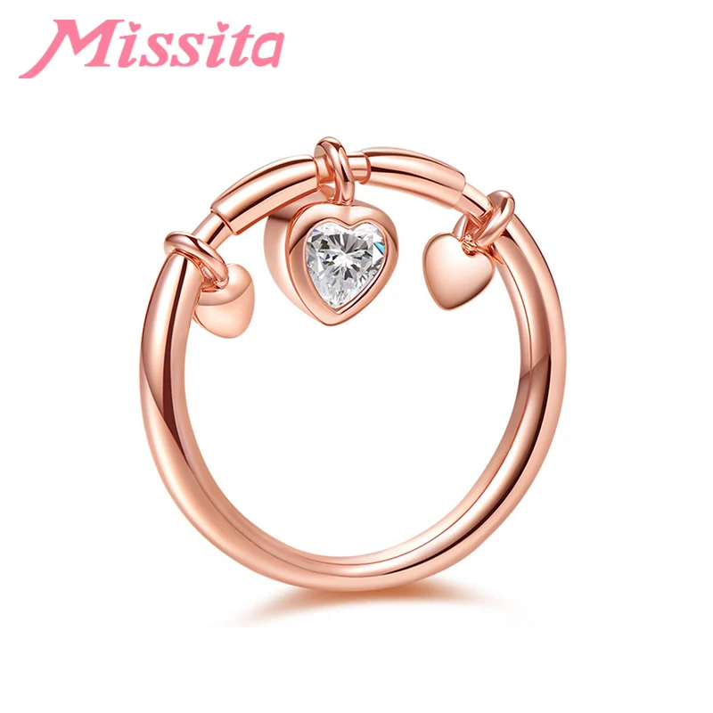 Романтическое ювелирное изделие MISSITA модные кольца серебряного цвета розового