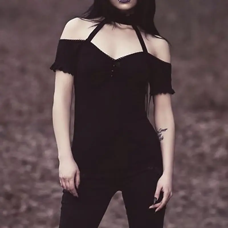 Летние элегантные готические шикарные сексуальные Клубные футболки для женщин