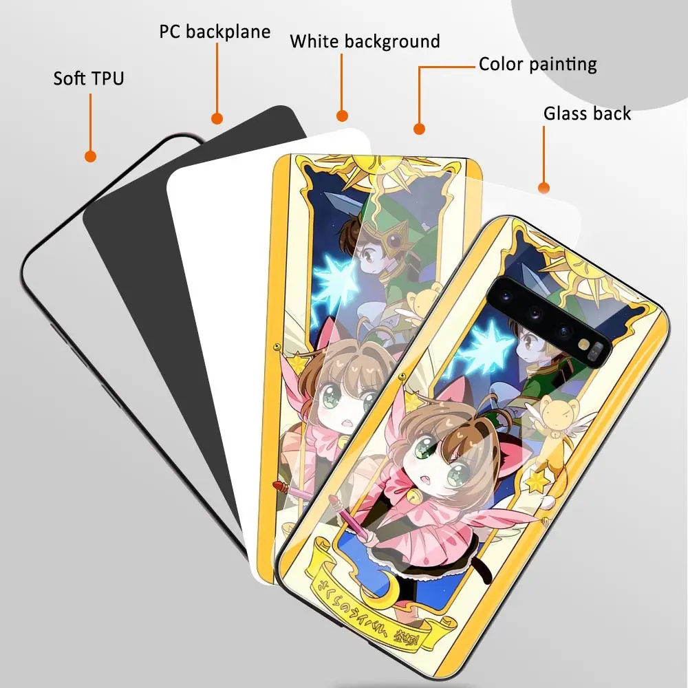 

Glass Case For Samsung Galaxy S10 S20 FE S9 S8 Plus S10e Note 20 Ultra 8 9 10 Lite Phone Coque Sac Cardcaptor Sakura Sailor Moon