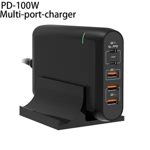 pd 100w gan 5 usb type c led dispaly quick charge 4 0 charger for macbook air ipad iphone 11 pro samsung huawei asus wall charge free global shipping