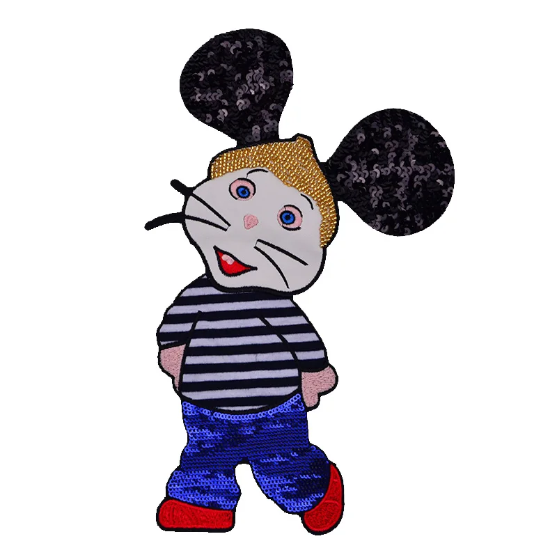 Микки Маус блестки вышитая бисером нашивка стильная мультяшная крыса