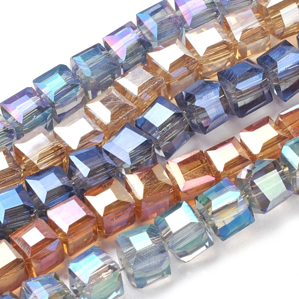 

20 strand (Approx 100pcs/strand) 4mm Glass Cube Random Mixed Color Drilled Cat Eye Beads Crystal Spacer Bead DIY Jewelry F8