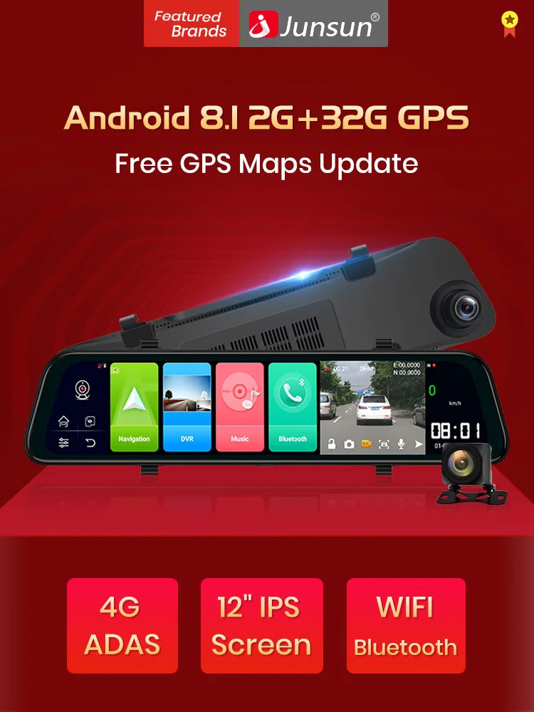 Junsun A102 1" Android 8,1 ADAS 4G 2GB+ 32GB gps навигация 1080P dash cam камера era камера Автомобильный видеорегистратор Автомобильная камера dashcam