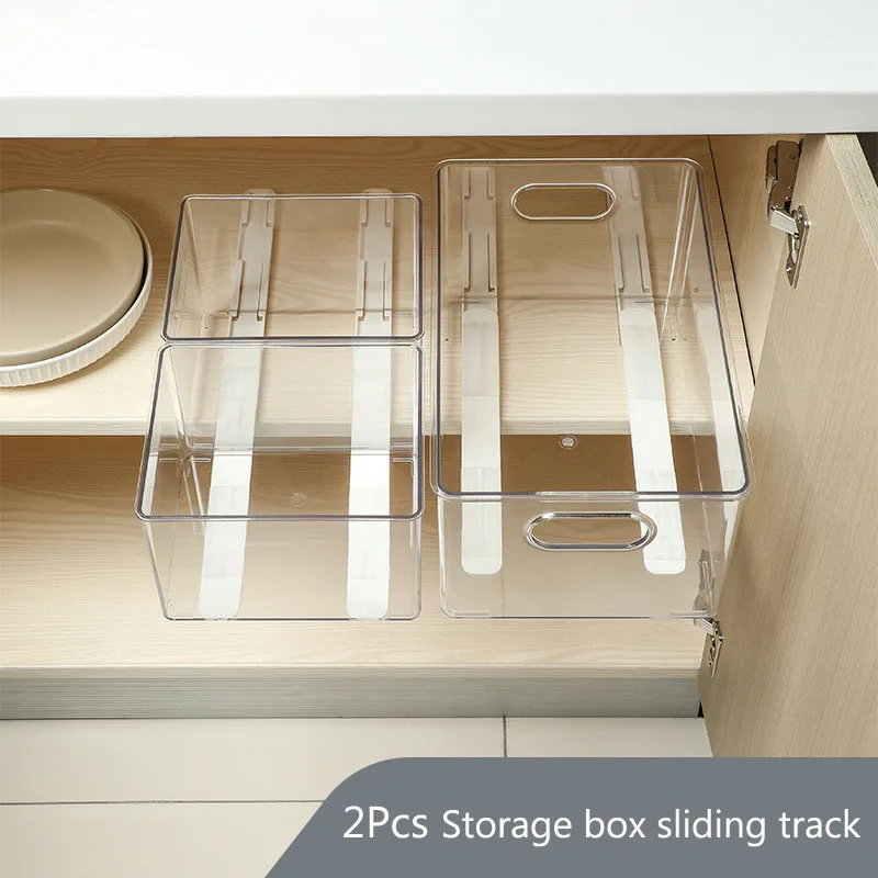 

Storage Box Sliding Track Storage Basket DIY Plastic Pull-out Slide Rail Accessories