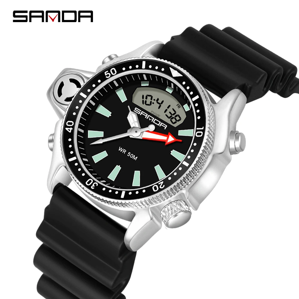 

New Fashion Sport Men's Watch Casual Style Watches Men Military Quartz Wristwatch Diver S Shock Man Relogio Masculino 3008