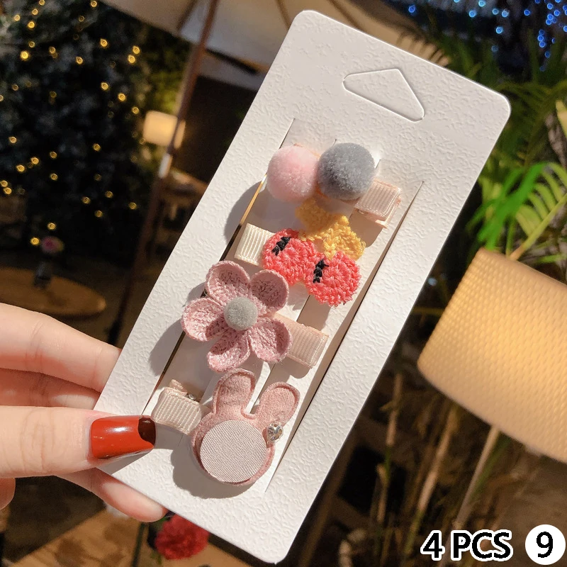 4PCS 9 4/5 шт./компл. ювелирные украшения для волос симпатичная детская одежда с бантом, с проектом из мультфильма, волосы на заколках для наращивания шпильки с орнаментом заколки повязка Для женщин аксессуары для волос - Окраска металла: 4PCS 9