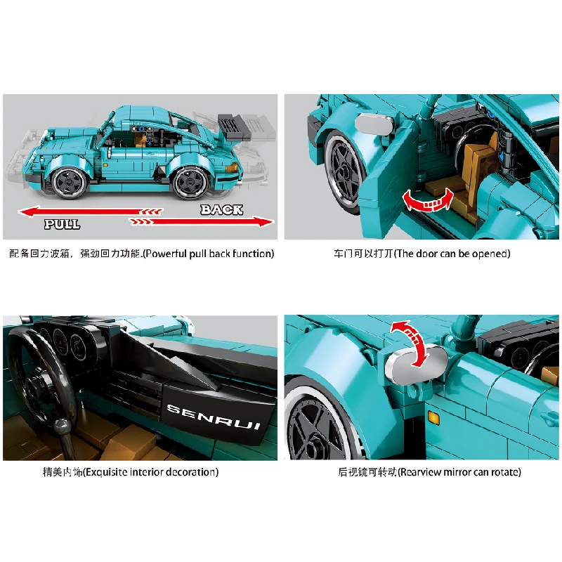 

MOC 717pcs Classic Car City Pull Back Sports Car Building Block Model High-Tech Speed Roadster Kid Toy Assembled DIY Bricks Gift