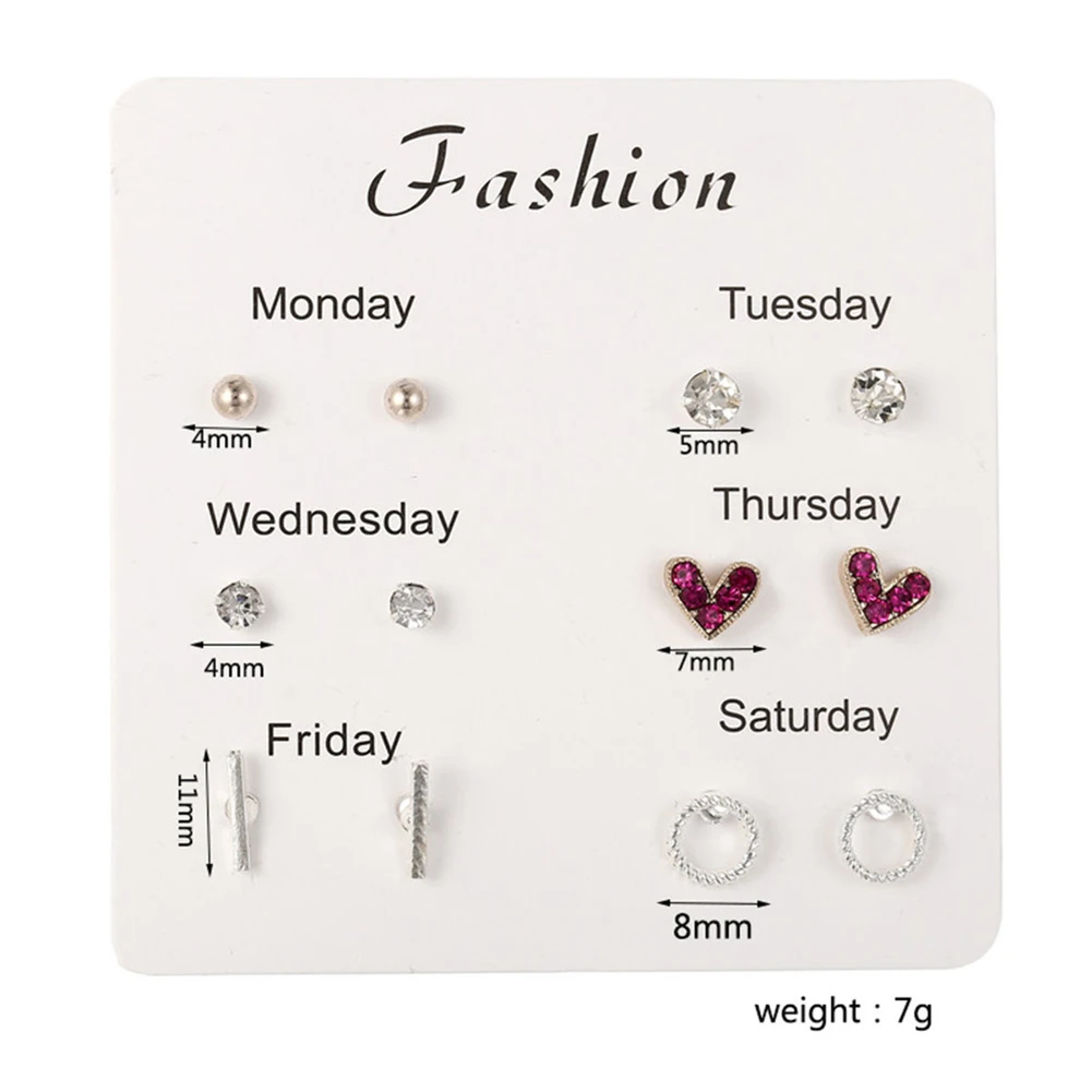 Женские серьги-гвоздики из искусственного камня 6 пар | Украшения и аксессуары