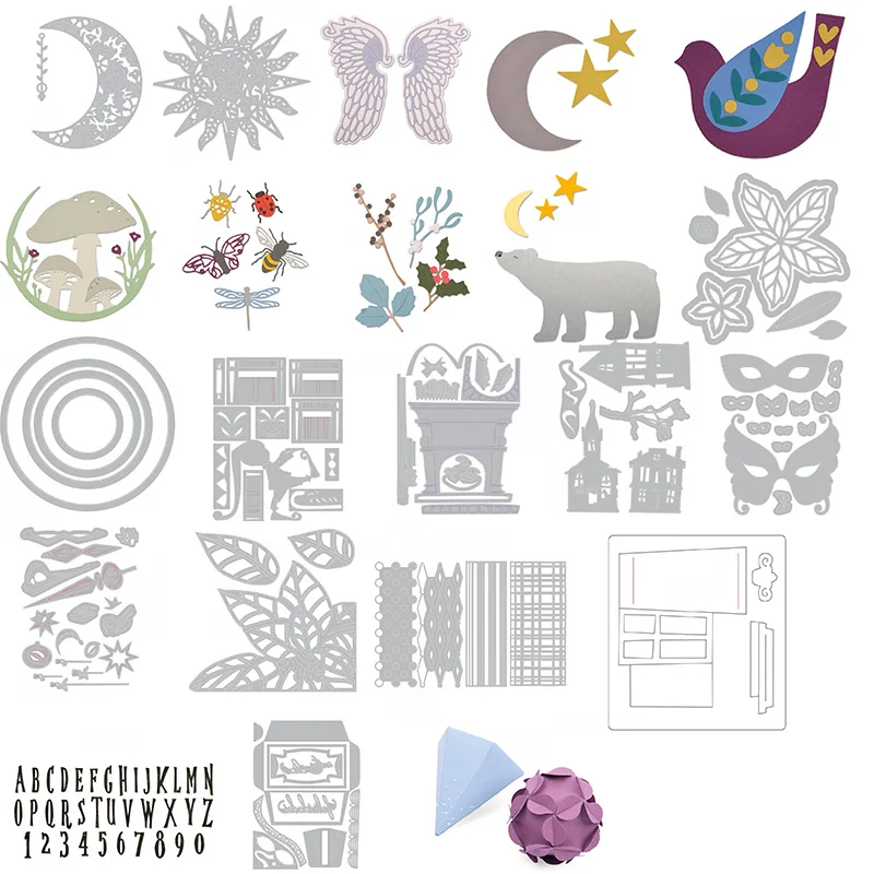 

Cutting Dies Sun Moon Bear Dove Bee Flower Prom Mask Wings Dies For Scrapbooking Craft Dies Embossing Paper Card Decoration 08