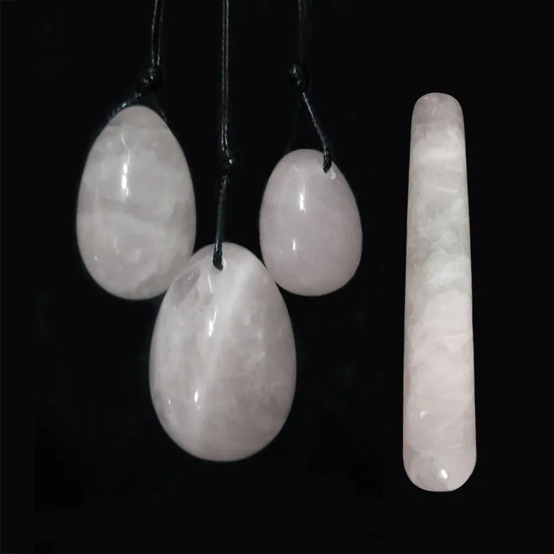 light pink egg set Розовый кварц иони набор яиц для массажа натуральные нефритовые яйца для женщин Кегель тренажер Вагинальные мышцы подтягивающий мяч массаж йони-палочка нефритовый массажер - Цвет: light pink egg set