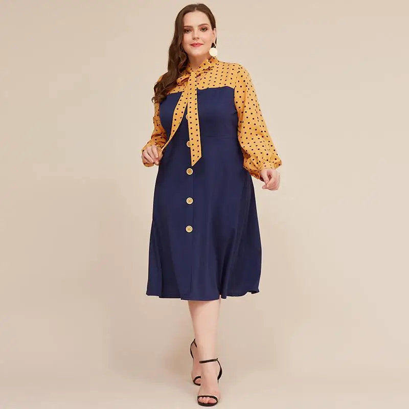 Женское платье с длинным рукавом элегантное офисное Повседневное большого