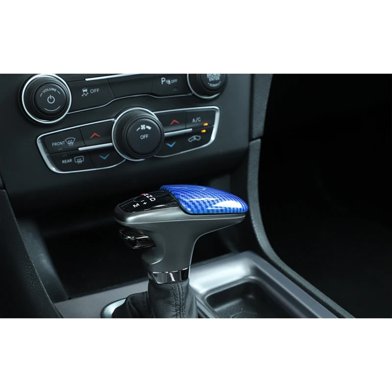 

Blue Carbon Fiber Gear Shift Knob Cover Trim for Dodge Challenger Charger 2015-2020
