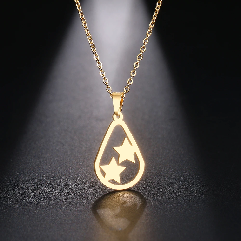 DOTIFI ожерелье из нержавеющей стали для женщин и мужчин двойные блестящие звезды