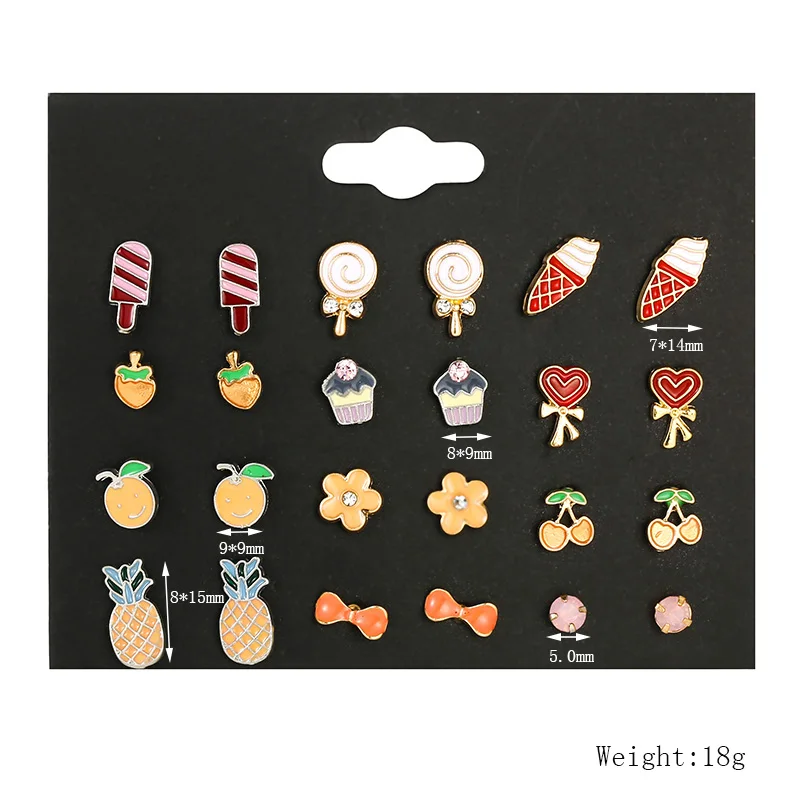 Серьги-гвоздики с эмалью и цветком вишни для женщин детей 12 пар/компл. модные