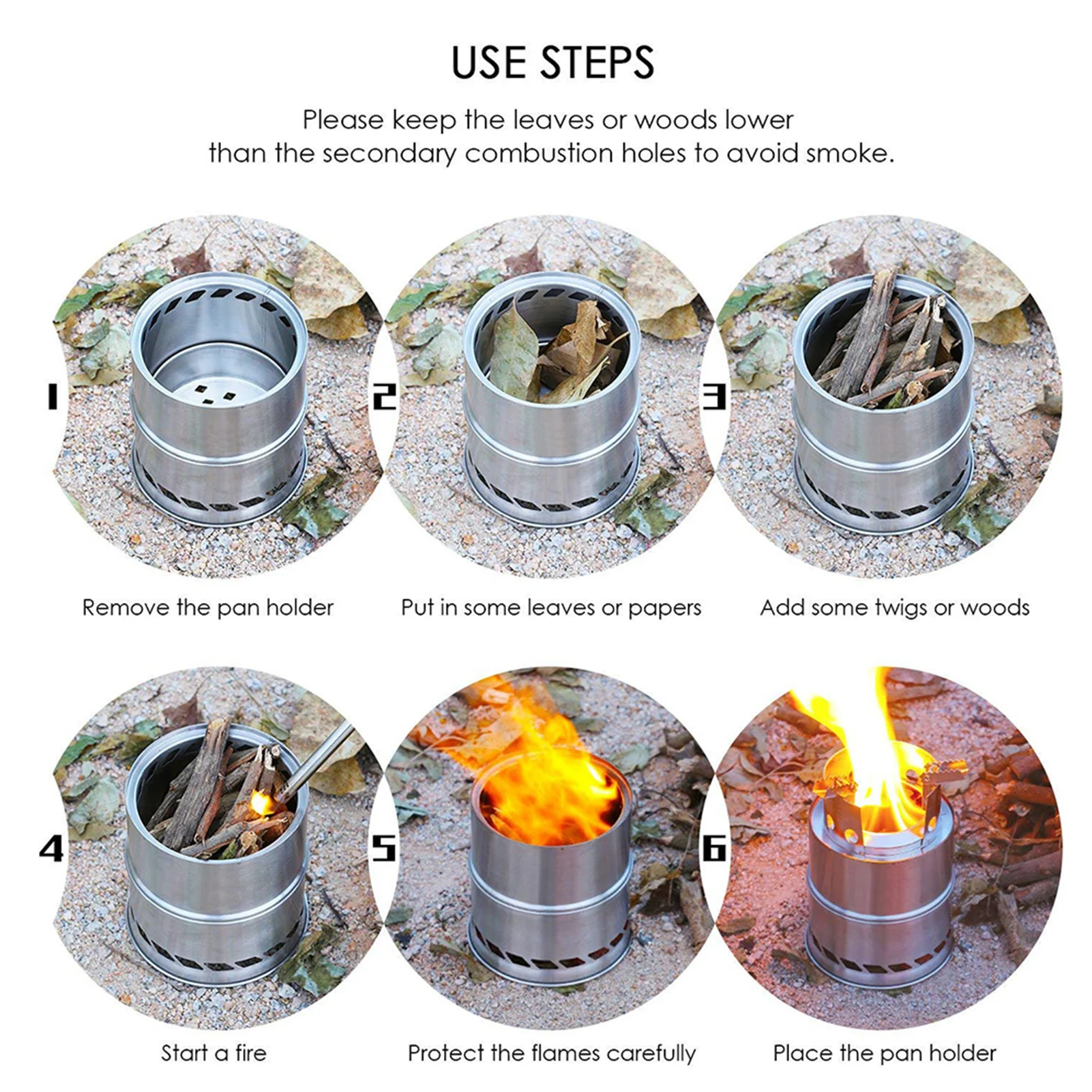 

Multi-purpose Large Stainless Steel Bonfire Fire Pit Windproof Portable Winter Heating Stove Practical Outdoor Fire Pit